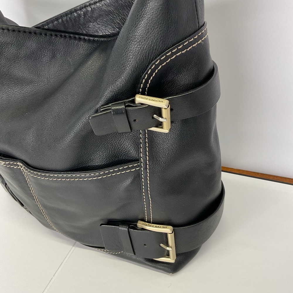 Michael Kors Black Shoulder Bag with Buckle Accents - Picture 5 of 11